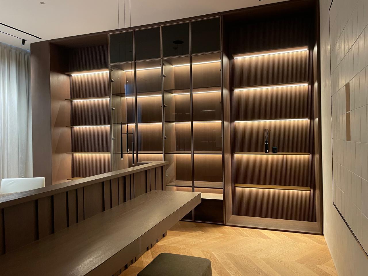 TV Unit with Travertine Stone Panel