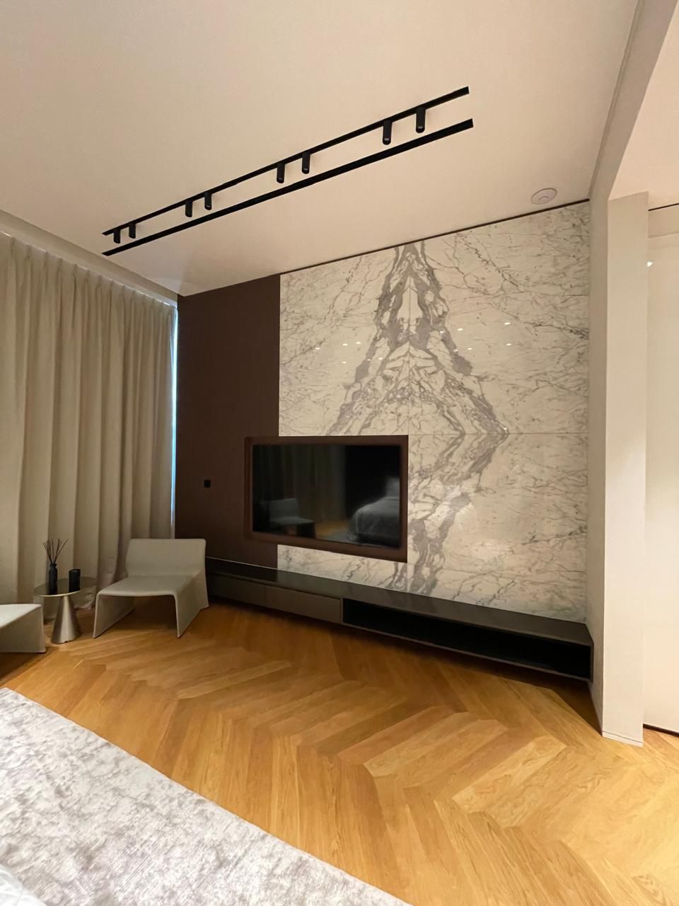 Granite Feature TV Wall with Shelving